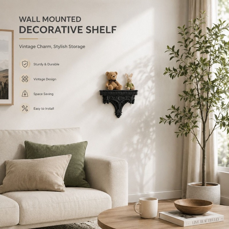Floating Shelves - ヴィンテージヨーロピアン彫刻壁掛け棚 レジン製装飾フローティングウォールシェルフ レトロ装飾ディスプレイラック フィギュアや人形用 ホームベッドルーム用