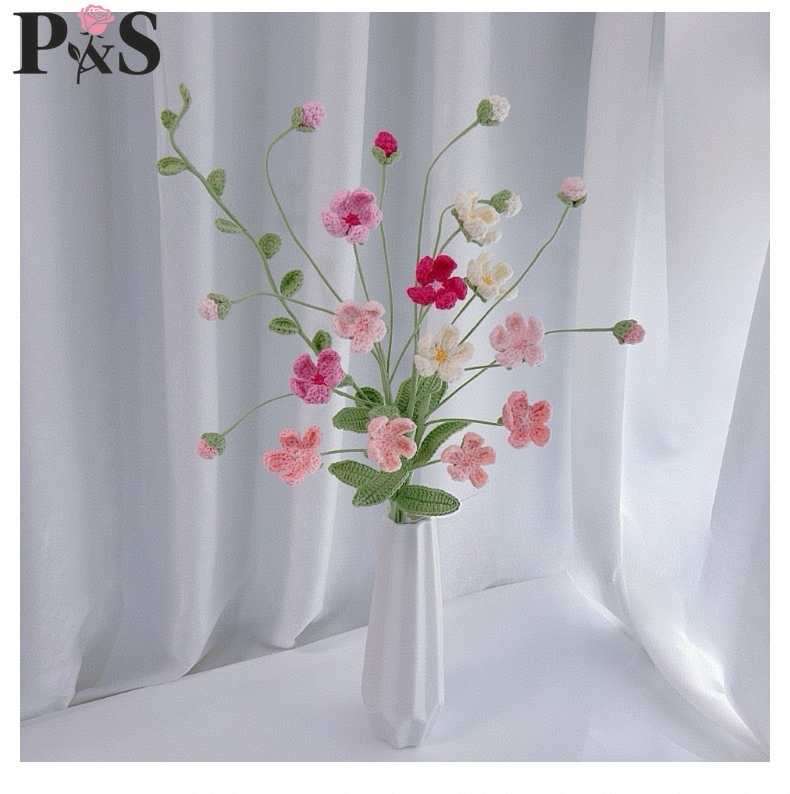 Home Decor Tulip - 手作りかぎ針編みの花アンドロサスピンク造花家の装飾フラワーアレンジメントギフト母の日結婚式用