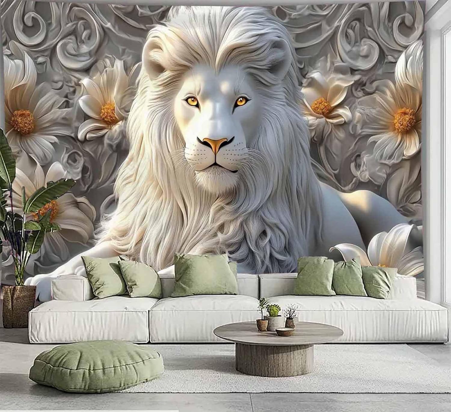 Home Decor Hippie - クールな白いライオンのタペストリー、美しい動物のライオンキングの壁掛けブランケット、男性、大学、ヒッピー、アート、壁掛け、家の装飾、寝室用