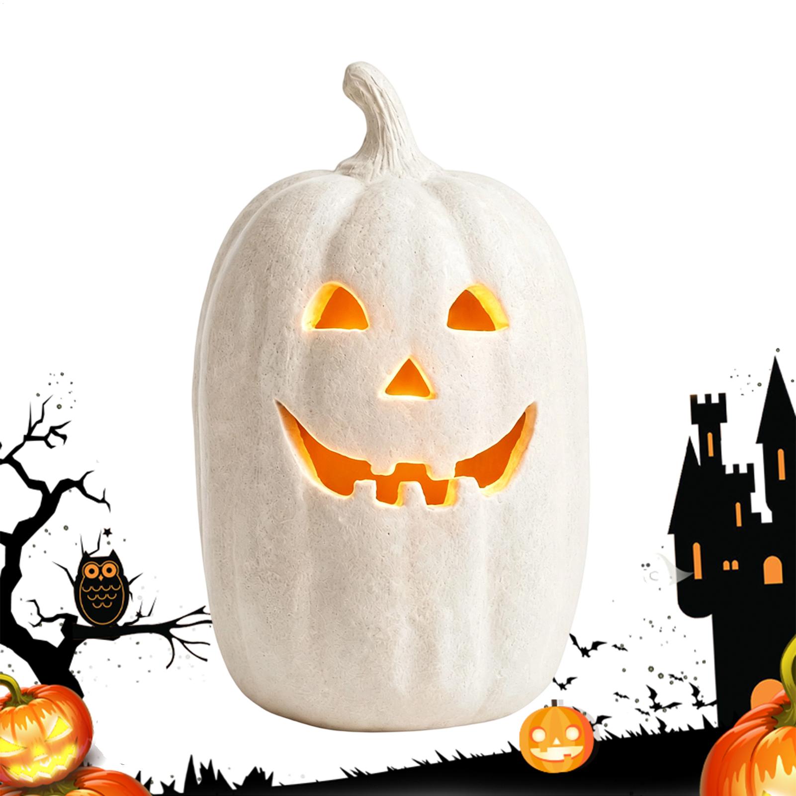 Home Decor Resin - 不気味なカボチャランタン カボチャの手作り樹脂ランタン センターピース ハロウィンの家の装飾 室内卓上センターピース用