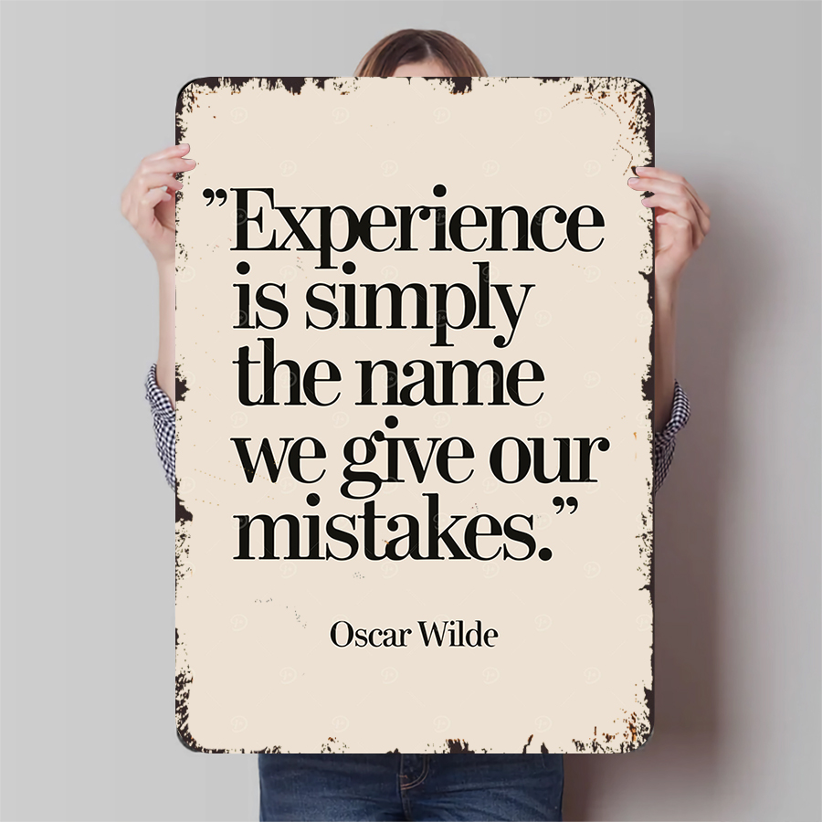 Home Decor Quotes Ideas - オスカー・ワイルドの引用体験間違い文学アートメタル壁装飾ホームオフィスライブラリギフトアイデア