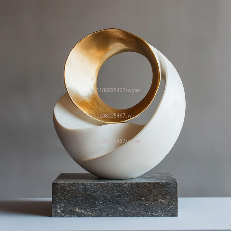 Home Decor Tree - 彫刻家の装飾アクセサリー、樹脂製工芸品、透かし彫りの木の穴、ねじれのある金色の幾何学模様の彫刻装飾品