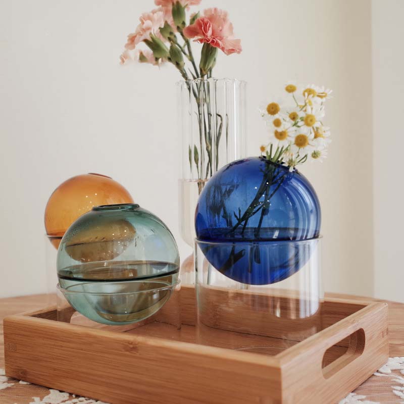 Terrarium Glass Bottle - ミニラウンド花瓶水耕容器マイクロ風景ガラス生態ボトルホウケイ酸ガラスボトル家の装飾
