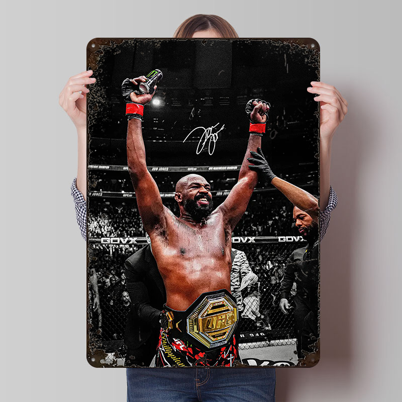 Victory Home Decor - ジョン・ジョーンズ勝利祝賀メタルポスターカスタマイズされたウォールアートレトロヴィンテージメタルサイン男性用洞窟家の装飾用ワンドデコ