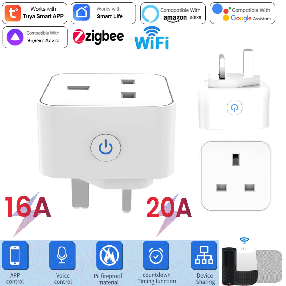 Home Decor Uk - Tuya スマートソケット 16A/20A WiFi または Zigbee