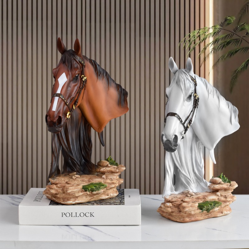 Victory Home Decor - ヨーロッパ風高級樹脂製勝利の馬像、リビングルーム、キャビネット、オフィスデスクトップ装飾用動物像