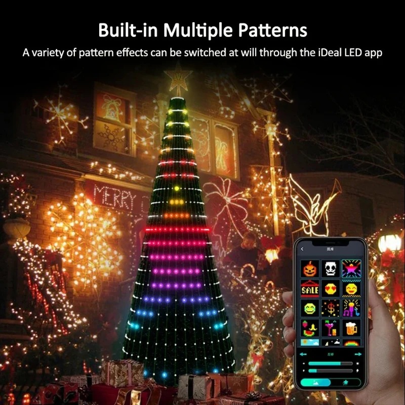 Home Decor Tree - クリスマススターツリーライトRGB LED、Bluetoothアプリ制御のフェアリーライト、リモコンタイマー付き、クリスマスホームデコレーション用