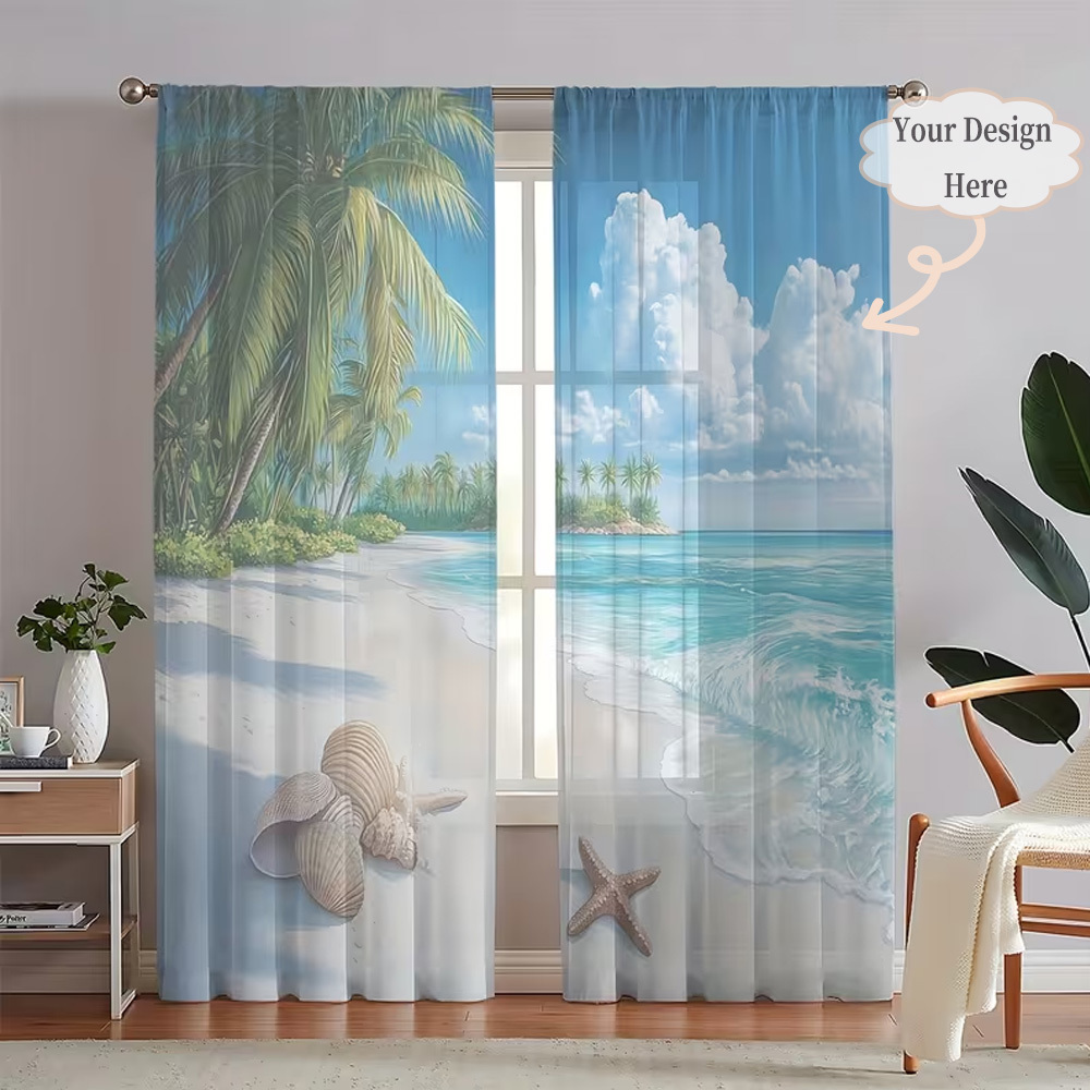 Home Decor Curtain - カスタム2Dフラット2枚組シアーカーテン、お好みのデザイン/画像/色を自由に選択 - 簡単に掛けられるロッドポケットデザイン、家の装飾に