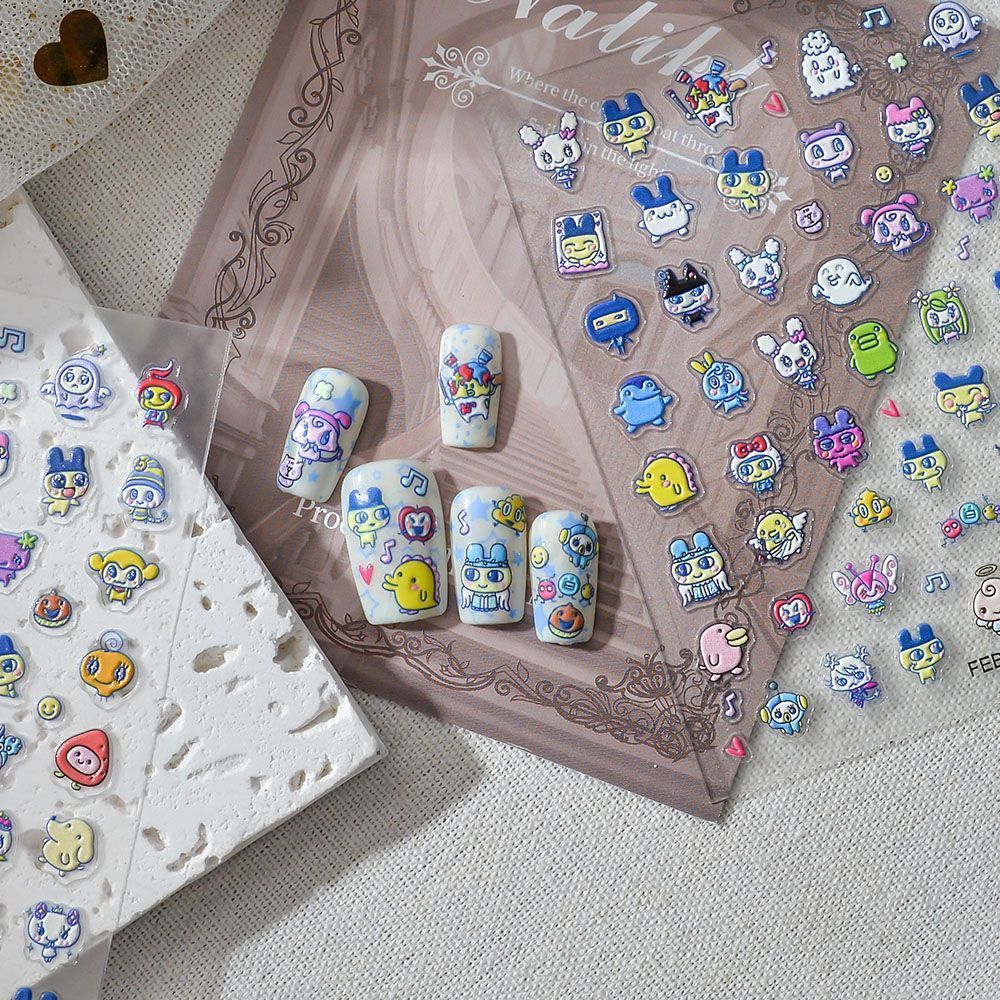 Home Decor Unique Items - たまごっち風3Dエンボス加工ネイルアートステッカー キャラクターネイルデカール ホームネイルアートとネイルサロン装飾用品