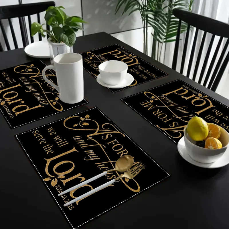 Home Decor Quotes Ideas - インスピレーションを与えるリネンプレースマット 4 枚 - 12x18 インチの花柄の引用テイブルマット、洗濯機で洗えます、キリスト教の家庭とキッチンの装飾、ギフトアイデア