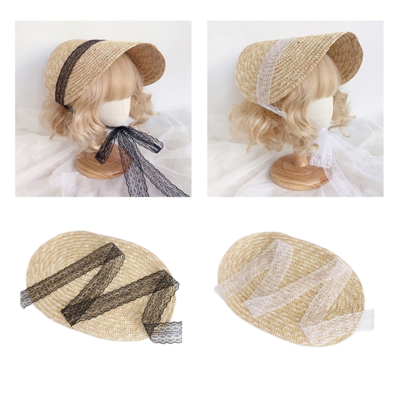Victory Home Decor - ティーンガールズ麦わら帽子サンキャップロリータスタイルビクトリア朝ボンネット大人女性ビーチキャップ