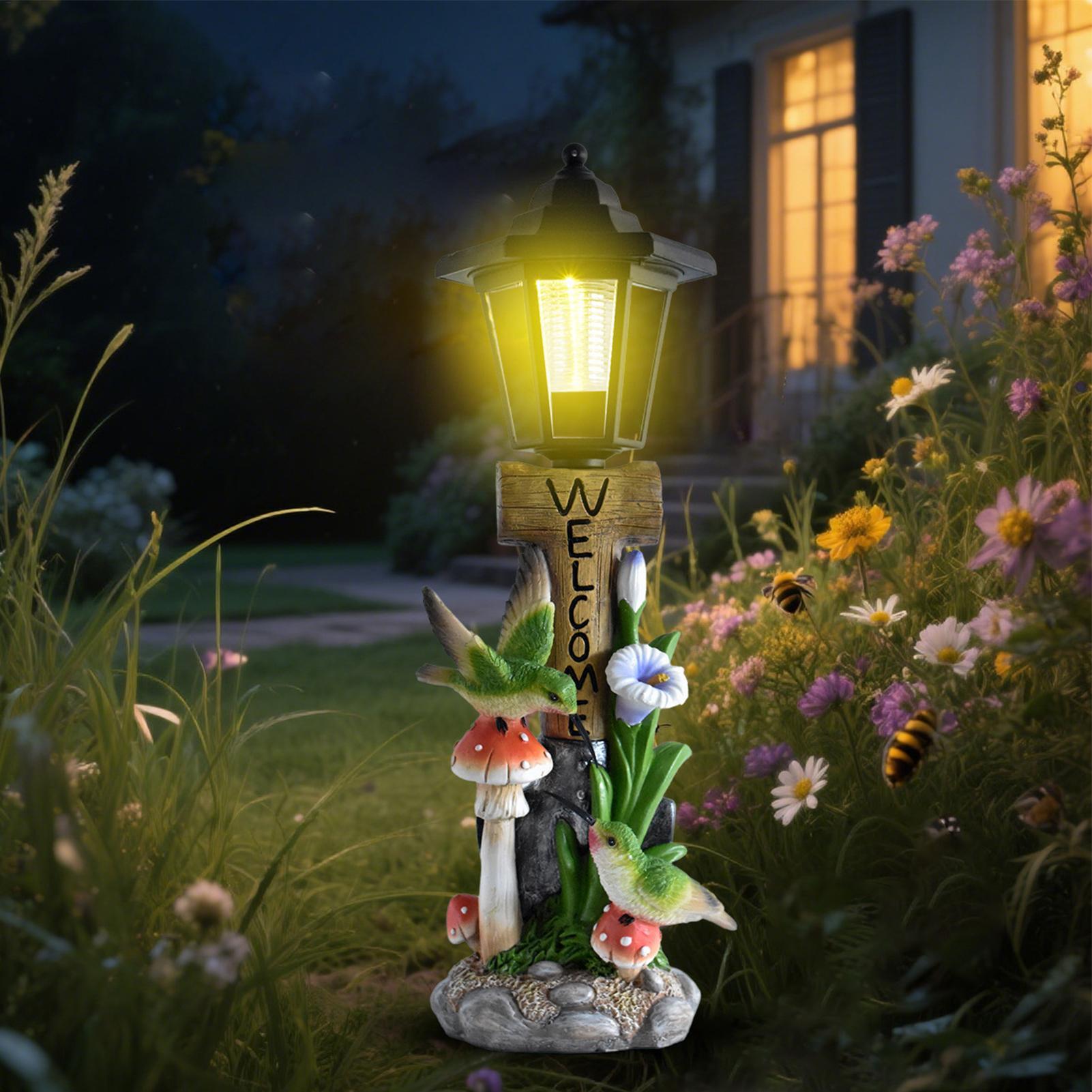 Home Decor Resin - ソーラーガーデンライト像自動オン/オフ樹脂彫刻照明芝生装飾置物家庭菜園庭芝生バルコニー用