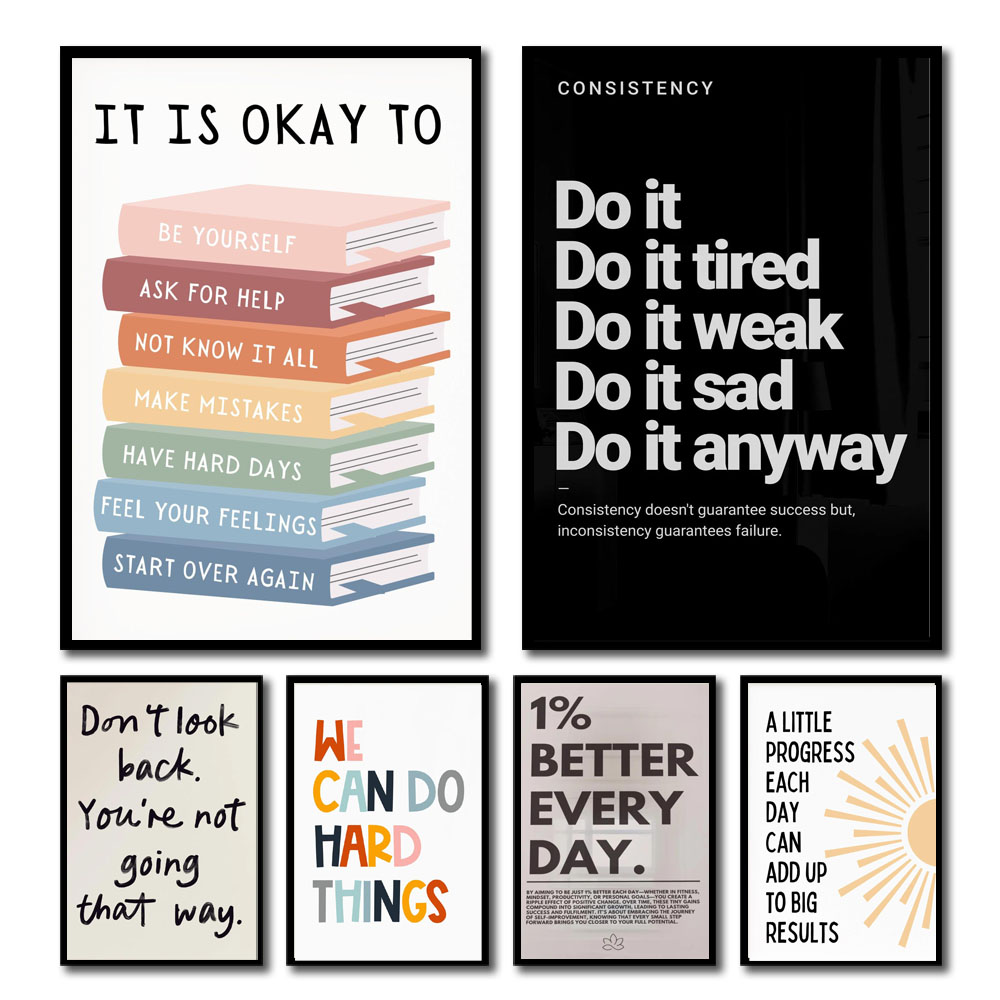 Home Decor Quotes Ideas - 1枚入り 感動的な引用句ポスター ウォールアート モチベーションを高めるメッセージ ユニークなギフトアイデア ポスター