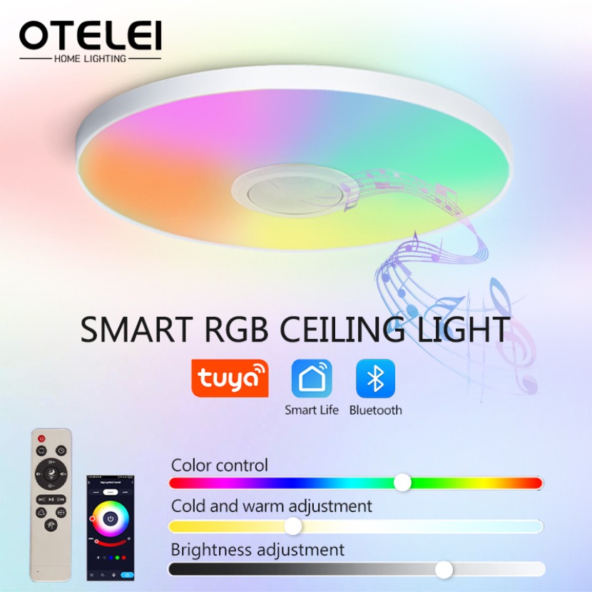 Home Decor Free App - TUYA スマート音楽シーリングライト LED RGB リモコンアプリ Bluetooth