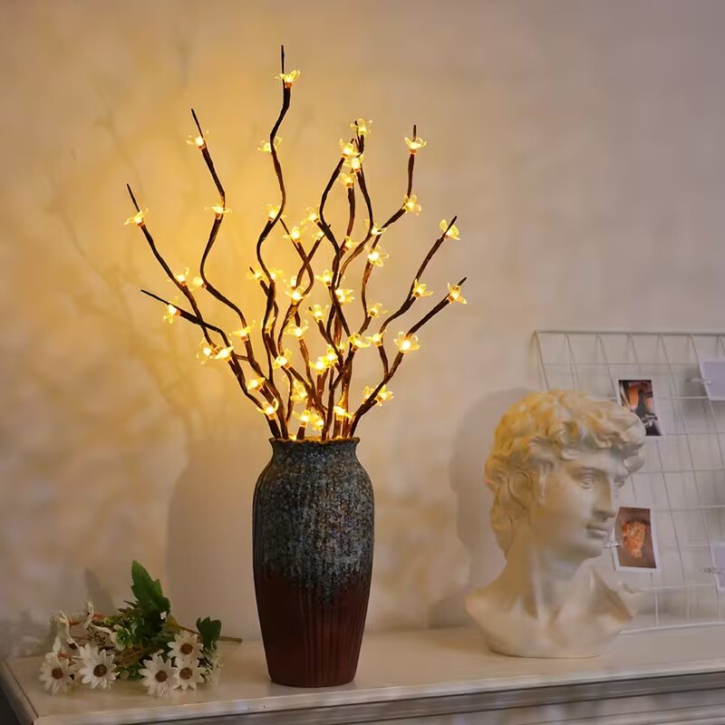 Home Decor Tree - 1/2PC 20LED 桜の枝ライト屋内屋外ホームデコレーションランプロマンチックな電池式テーブルライト花瓶用