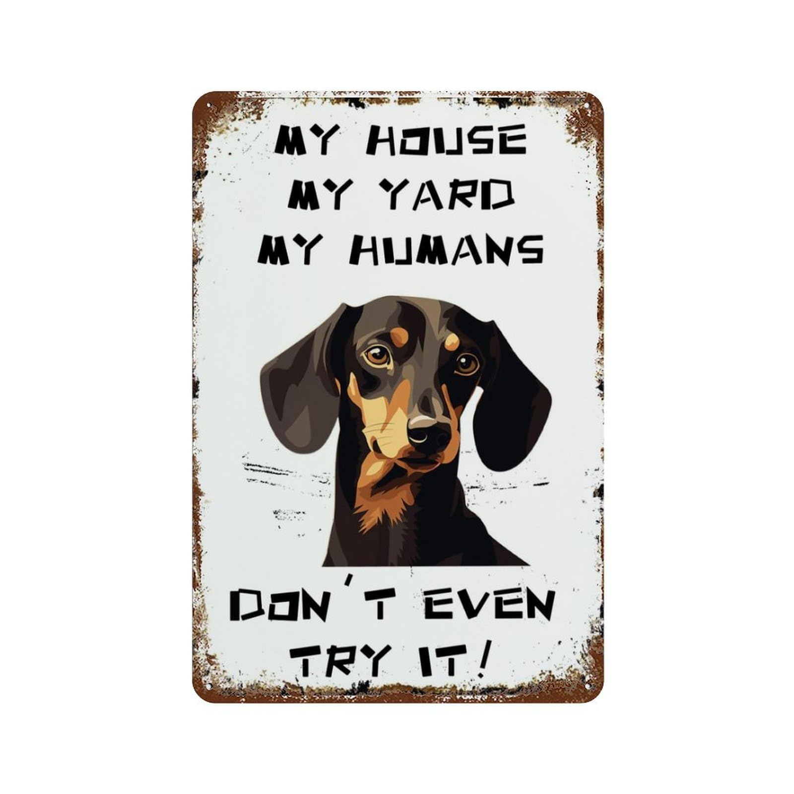 Home Decor Nearby - ヴィンテージブリキ看板 ダックスフント 私の家 私の庭 私の仲間たち ペット犬