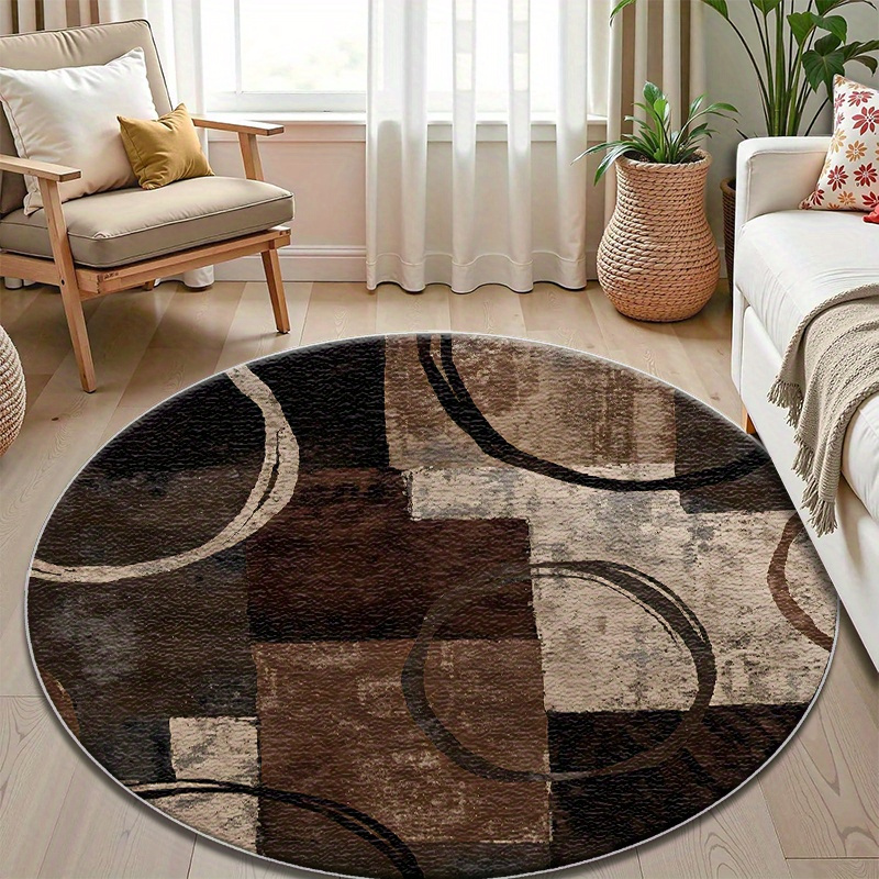 Home Decor Retail Stores - ヴィンテージモダンな曲線模様のフロアカーペット、耐久性のあるエントランスラグ、コーヒーショップ、オフィス、スーパーマーケット、店舗のディスプレイ用