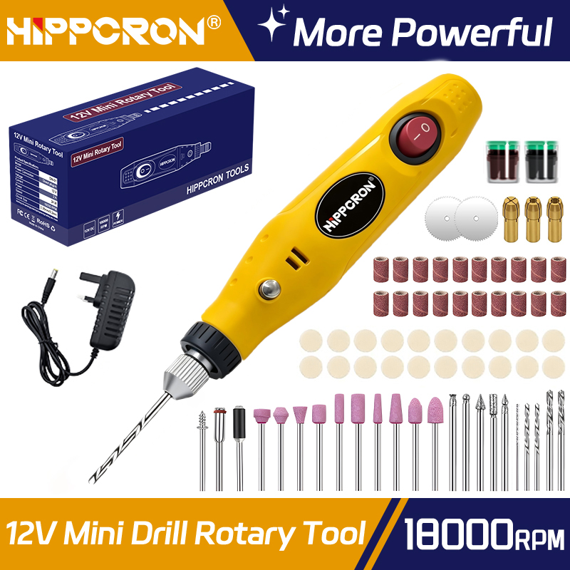 Home Decor Uk - Hippcron ミニハンドヘルド電動ドリルペン 英国プラグ付き 研削研磨 木工 ジュエリー