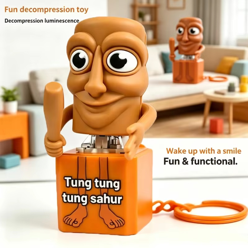 Home Decor Deals - 新しいタンタンタンサハルキーホルダー木製スティックマンボタンキーホルダー発光ペンダントアニメ周辺おもちゃ家の装飾最高のギフト