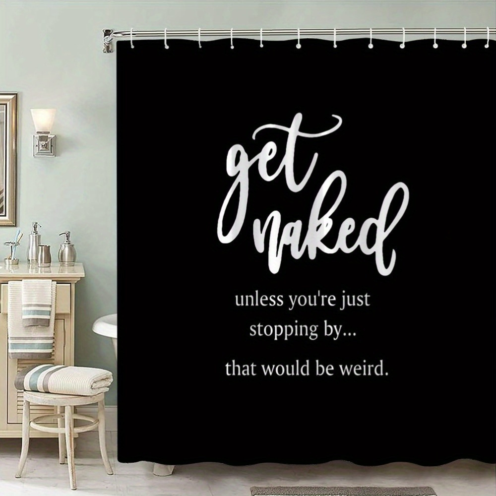 Home Decor Quotes Ideas - 面白い引用句入りシャワーカーテン、斬新な黒のバスルーム装飾、防水ライナー、モダンな家のアクセントに、ギフトに最適