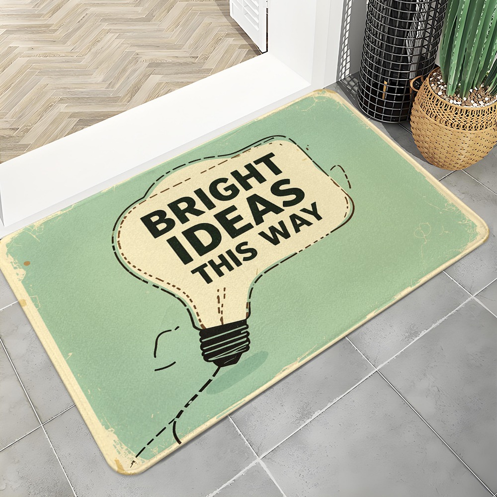 Home Decor Quotes Ideas - Bright Ideas 電球型ドアマット、レトログリーンヴィンテージ引用プリント滑り止めフロアラグ、玄関オフィスホームデコレーション用