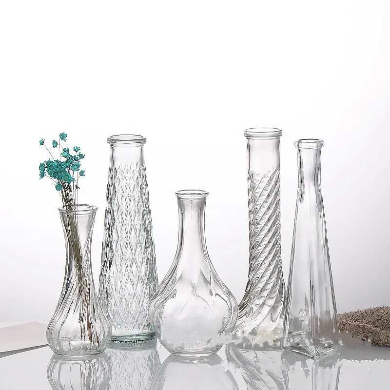 Terrarium Glass Bottle - シンプルな糸花瓶細いガラスフラワーアレンジメントデバイスリビングルームのデスクトップの装飾ホーム水植物ボトル