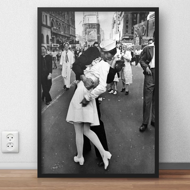 Victory Home Decor - 黒と白の勝利のキスビンテージアートポスター、ニューヨークのキャンバス絵画、絵のプリント、家の壁の装飾、フレームなし