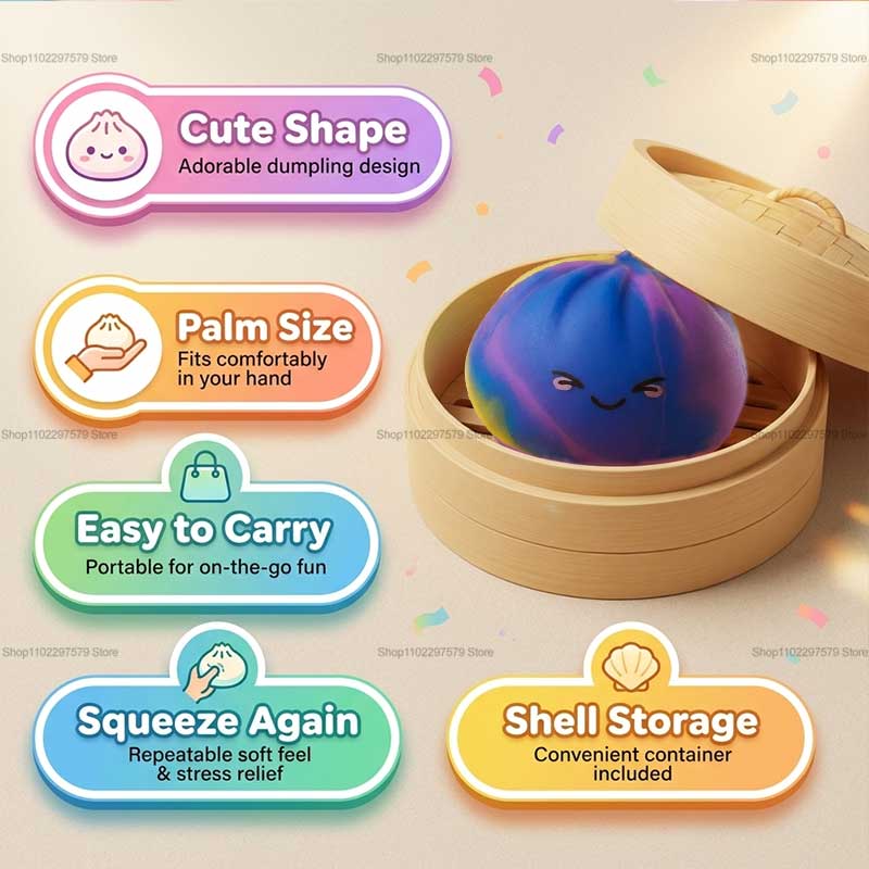 Home Decor Unique Items - 新しいレインボーおもちゃ、蒸し器ボックス付きスクイーズドウストレスボール、リアルな蒸しパン型スクイーズ玩具、フィジェット感覚不安解消用