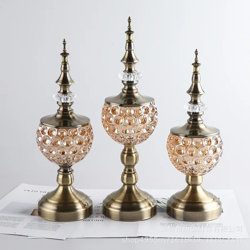 Home Decor Malaysia - マレーシア製ガラス金属製キャンディプレート収納ジャー モダンクリエイティブモデルハウス装飾 ホームオーナメント 直販