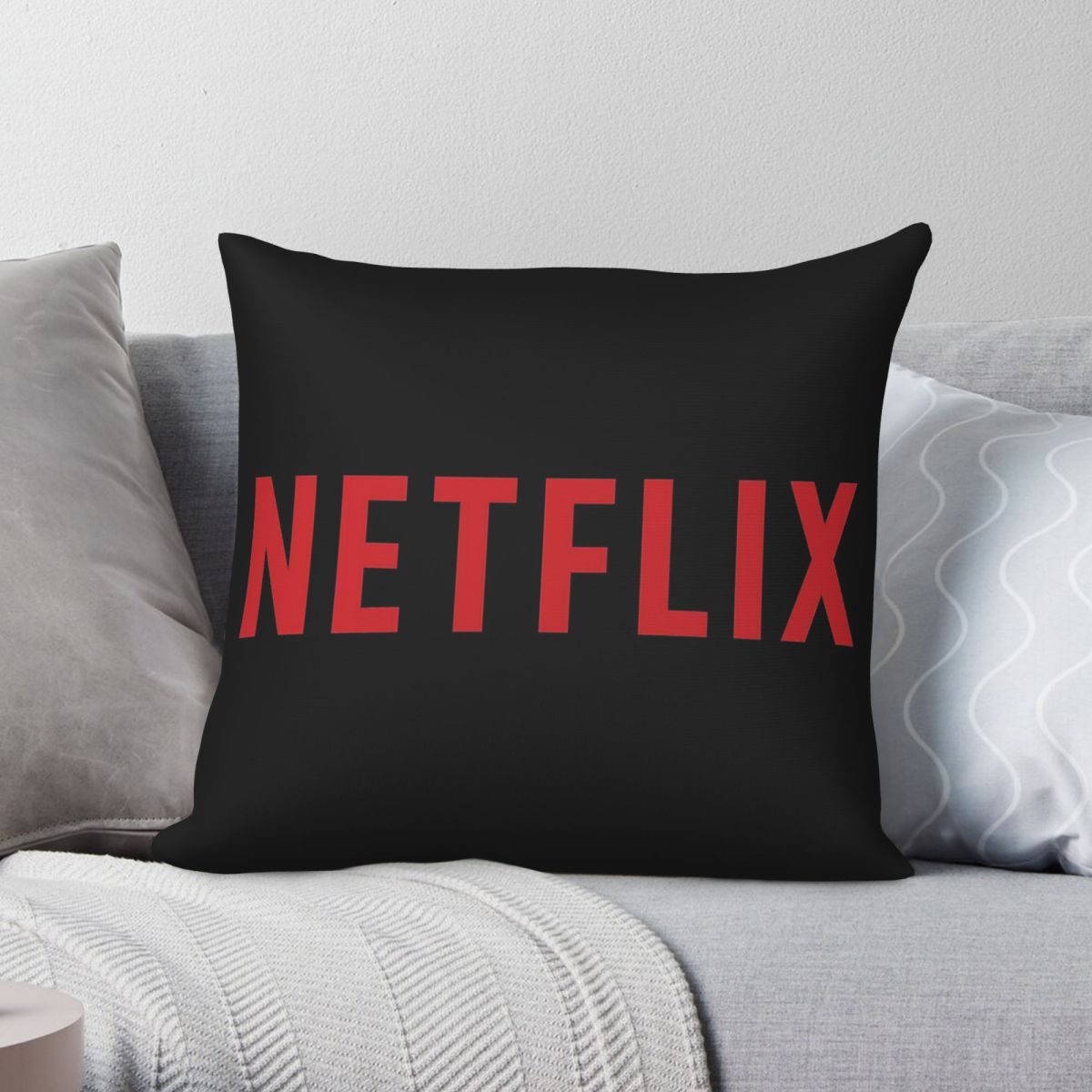 Home Decor Netflix - Netflix ロゴ正方形枕カバー ポリエステル リネン ベルベット プリント