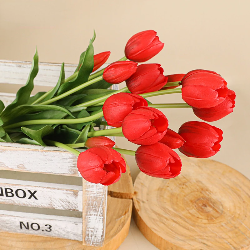 5 ヘッド人工チューリップ結婚式の家の装飾シミュレーション花 - Home Decor Tulip のレビューと価格