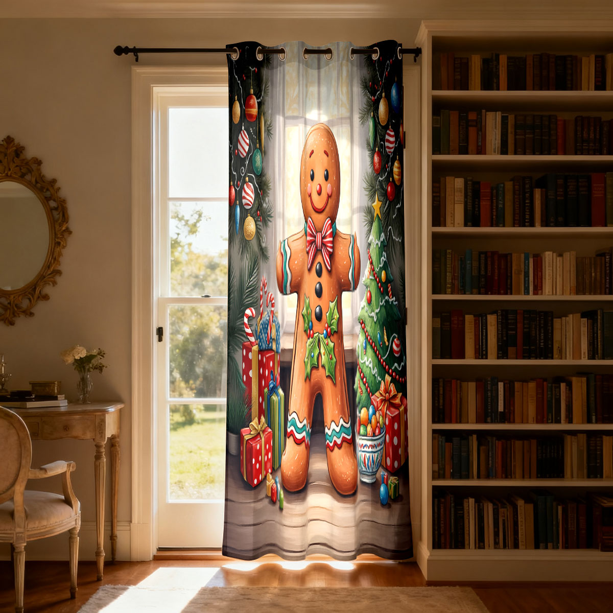 クリスマスジンジャーブレッドマンクリスマス装飾シングルパネル - Home Decor Curtain のレビューと価格