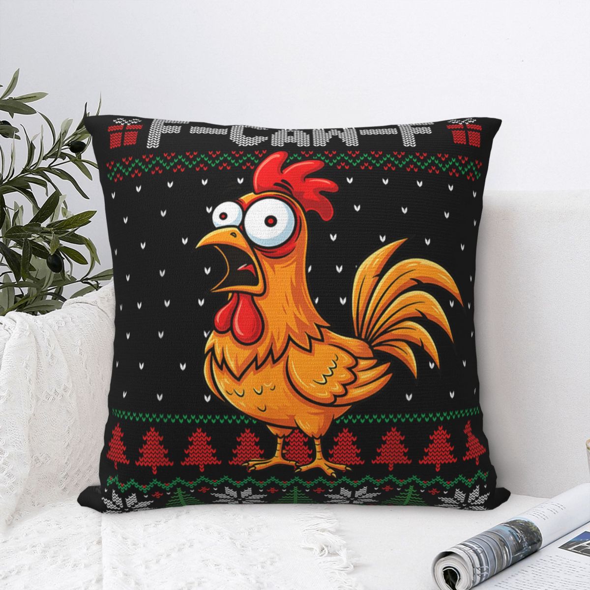 F-Caw-F 面白いチキンユーモア引用クリスマス枕カバーノ - Home Decor Quotes Ideas のレビューと価格