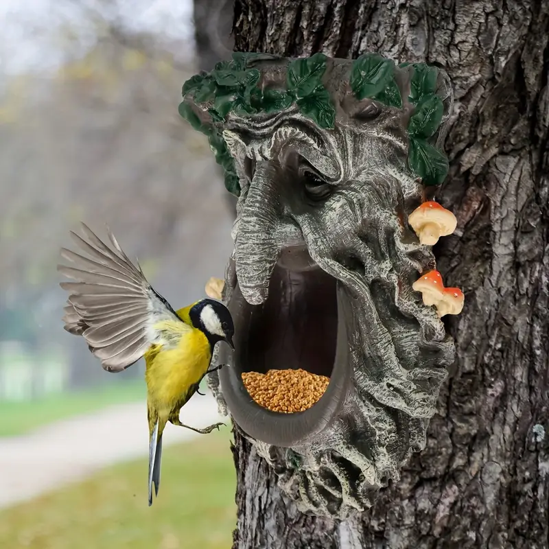 屋外庭園用ツリーフェイス型野鳥用餌入れ、大きな口のキノコ型ツ - Home Decor Tree のレビューと価格
