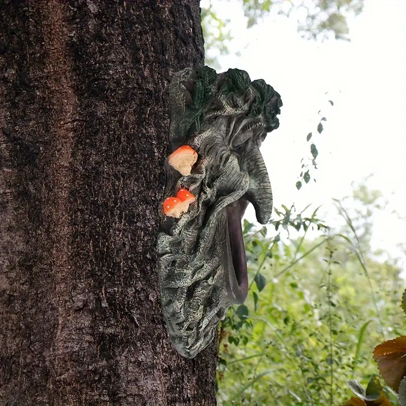 屋外庭園用ツリーフェイス型野鳥用餌入れ、大きな口のキノコ型ツ - Home Decor Tree のレビューと価格