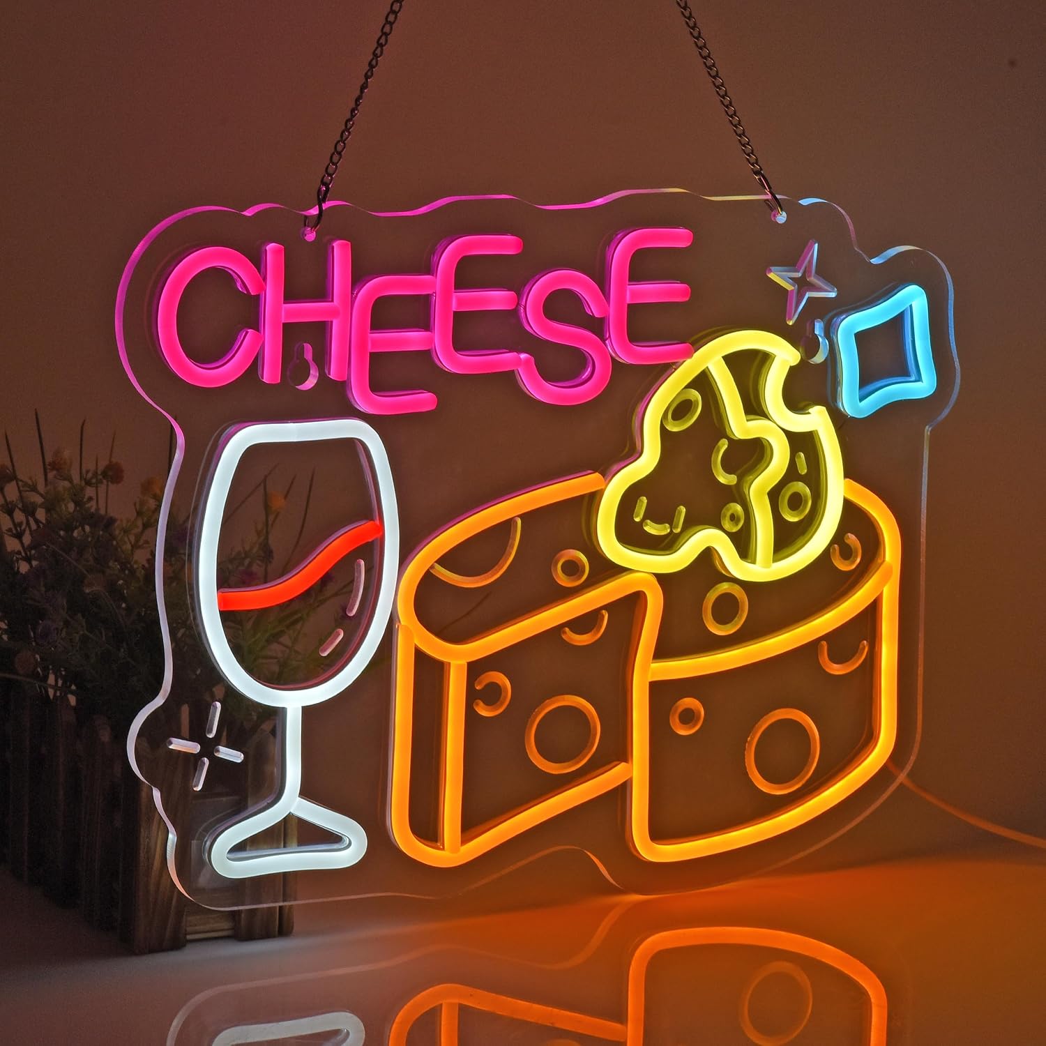 チーズネオンサイン、ネオンライトウォールアートデコレーション - Home Decor Retail Stores のレビューと価格