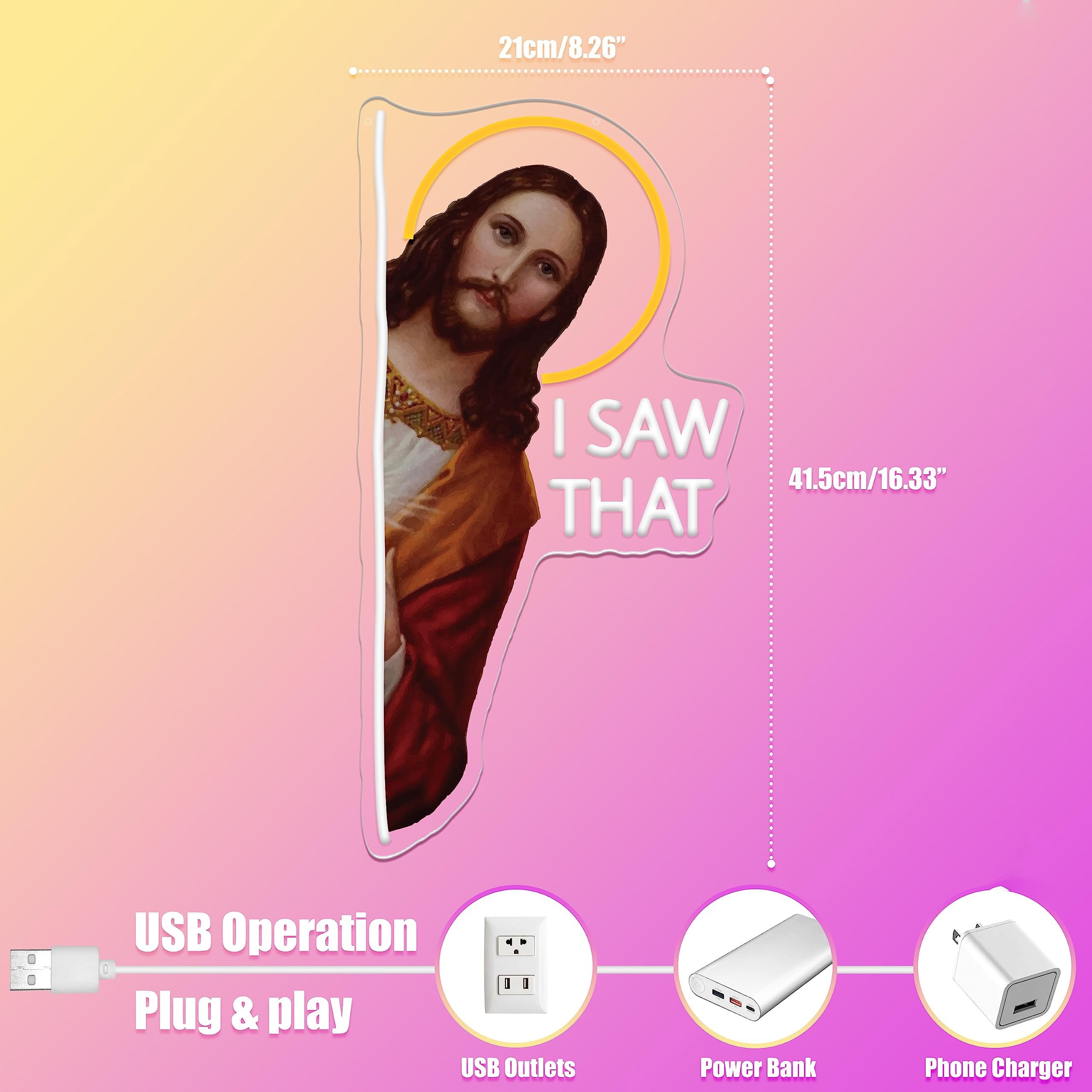 「I Saw That Jesus」ネオンサインアート ホー - Home Decor Quotes Ideas のレビューと価格