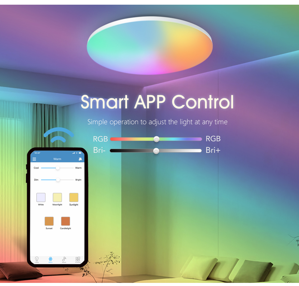 Marpou-カラフルなRGBシーリングランプ,リモコン,ス - Home Decor Free App のレビューと価格