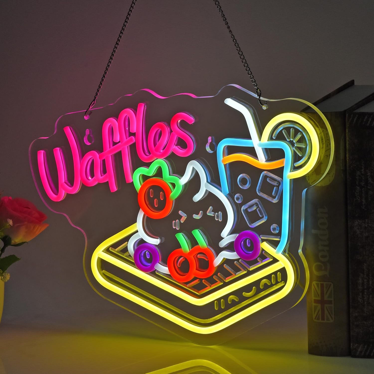 ワッフルネオンサイン USB LED ネオンライト 店舗、小 - Home Decor Retail Stores のレビューと価格