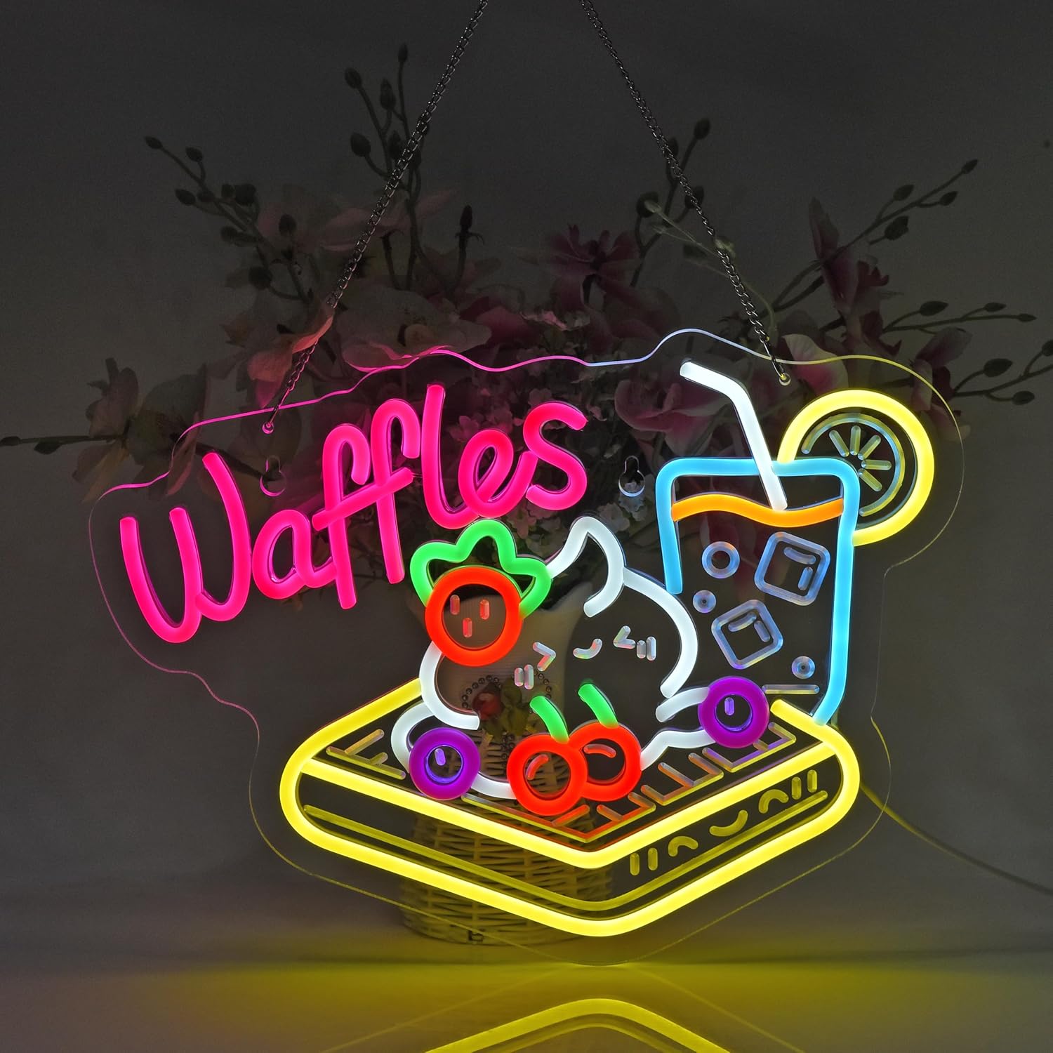 ワッフルネオンサイン USB LED ネオンライト 店舗、小 - Home Decor Retail Stores のレビューと価格