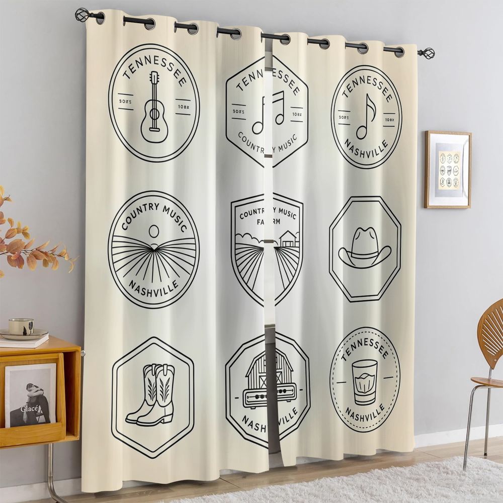 テネシーカントリーミュージックテーマカーテン、ナッシュビルの - Home Decor Curtain のレビューと価格