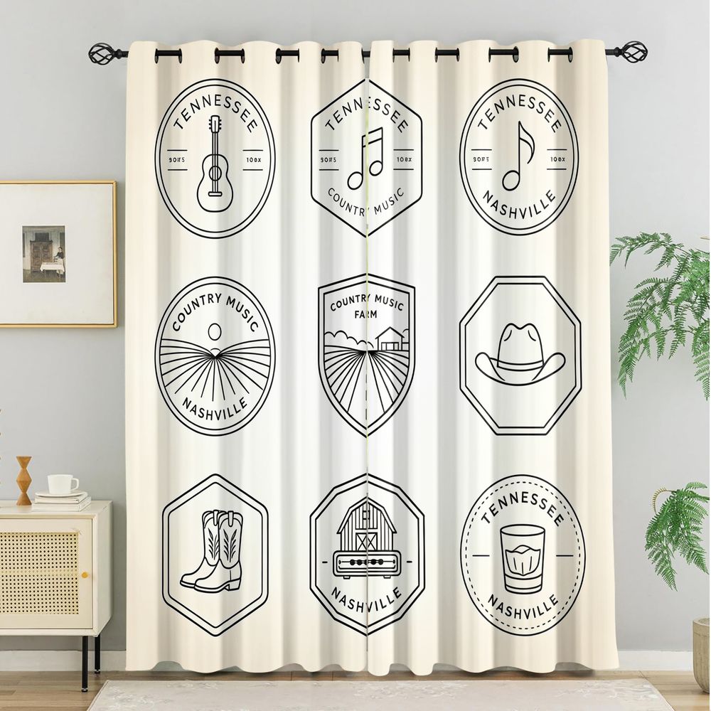 テネシーカントリーミュージックテーマカーテン、ナッシュビルの - Home Decor Curtain のレビューと価格