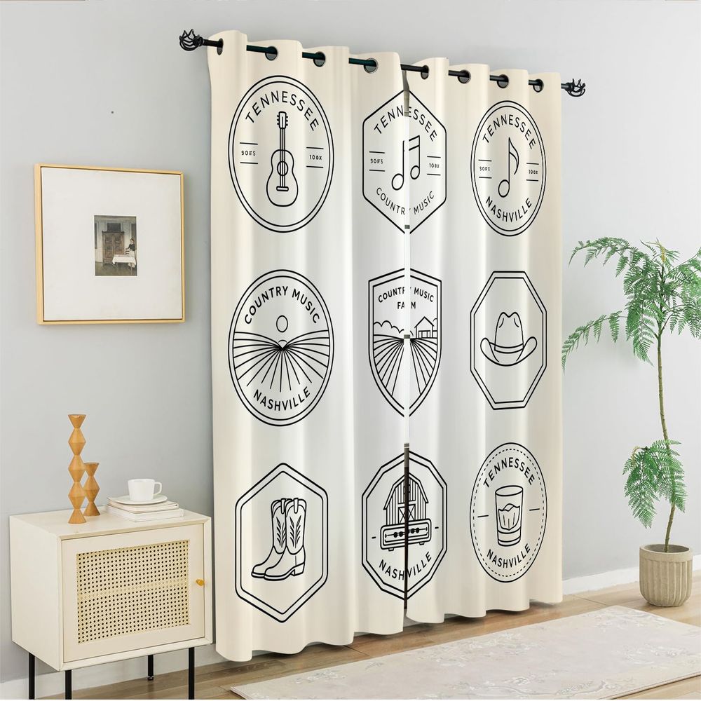 テネシーカントリーミュージックテーマカーテン、ナッシュビルの - Home Decor Curtain のレビューと価格