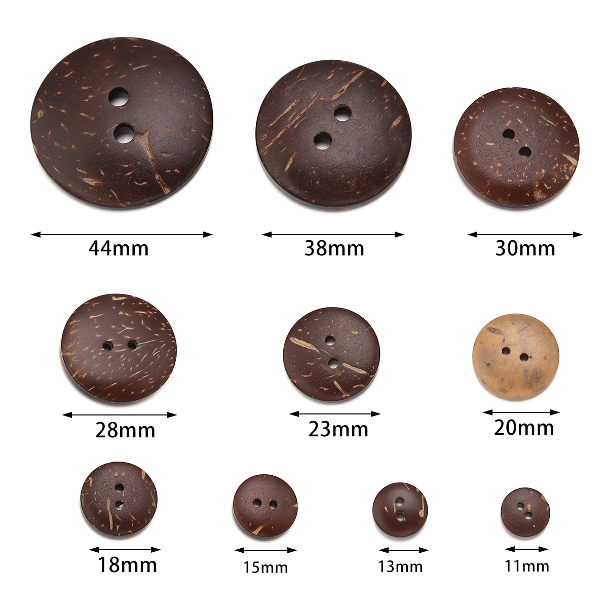 10-100個の天然ヤシ殻ボタン円形2穴手作り工芸品ボタンホ - Home Decor Unique Items のレビューと価格
