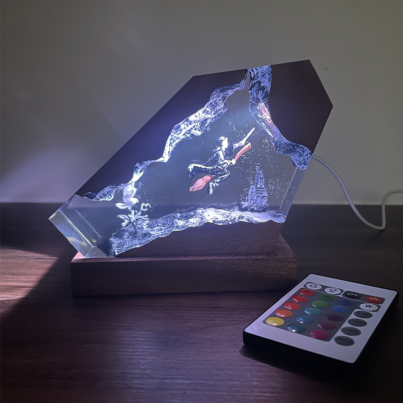 木製レジンエポキシランプ ウィザードボーイ＆フクロウ ナイト - Home Decor Resin のレビューと価格