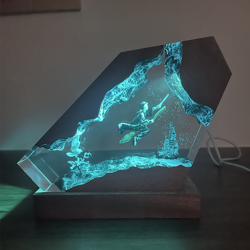 木製レジンエポキシランプ ウィザードボーイ＆フクロウ ナイト - Home Decor Resin のレビューと価格