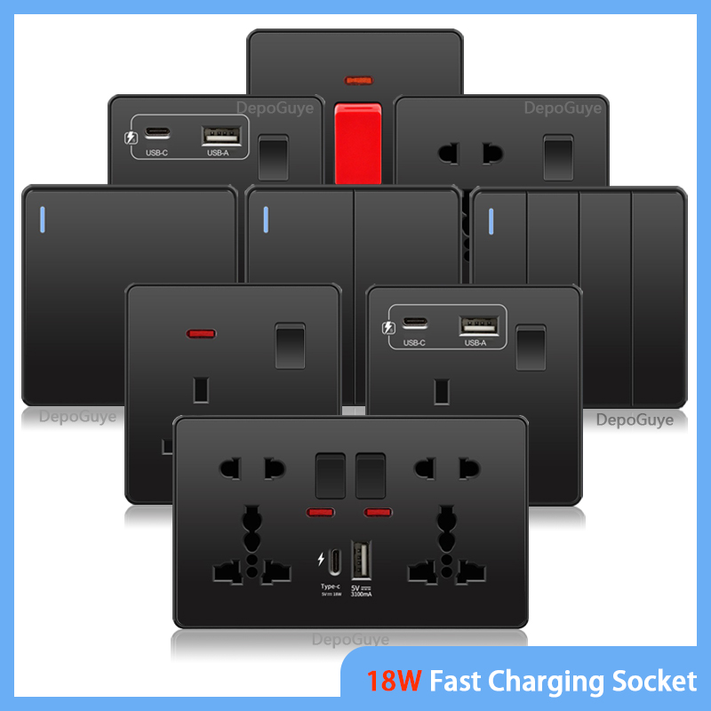 ユニバーサルブラック USB Type-C 18W スマート - Home Decor Uk のレビューと価格
