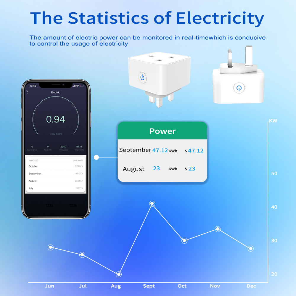 Tuya スマートソケット 16A/20A WiFi または - Home Decor Uk のレビューと価格