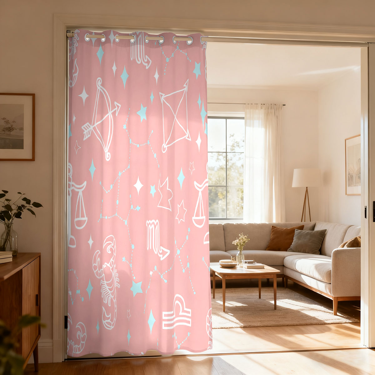 1pc 星空星座プリントシングルループカーテン、リビングルー - Home Decor Curtain のレビューと価格