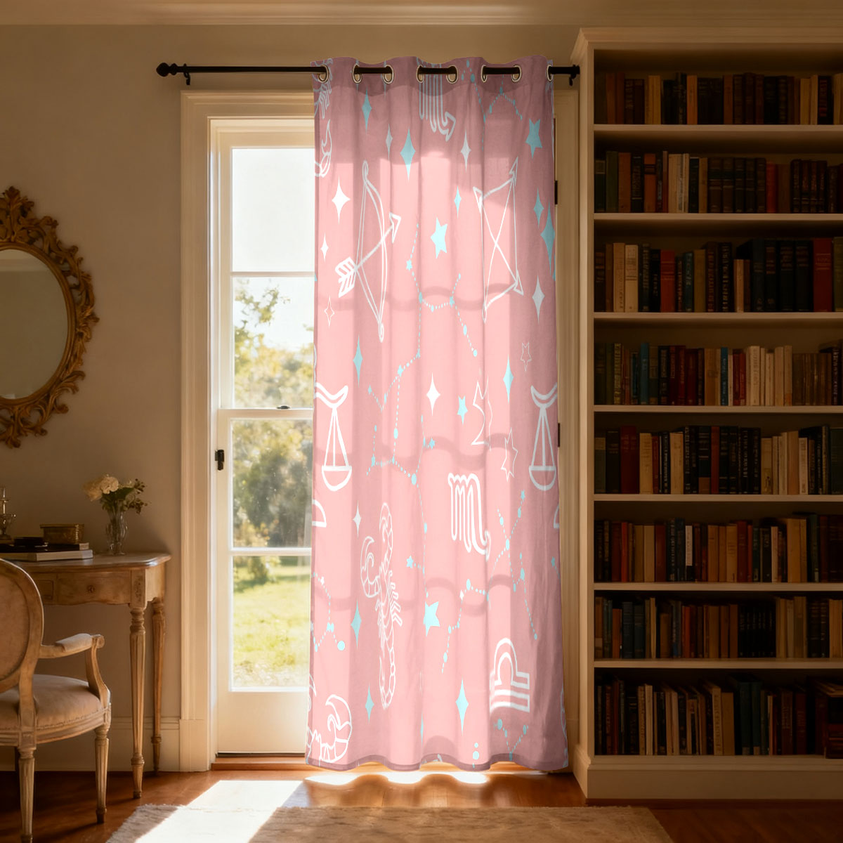 1pc 星空星座プリントシングルループカーテン、リビングルー - Home Decor Curtain のレビューと価格
